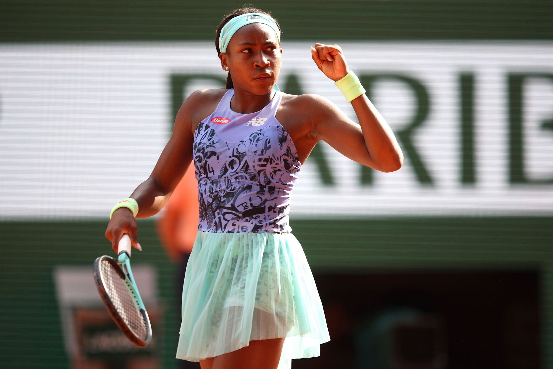 Coco Gauff in action during the 2022 French Open