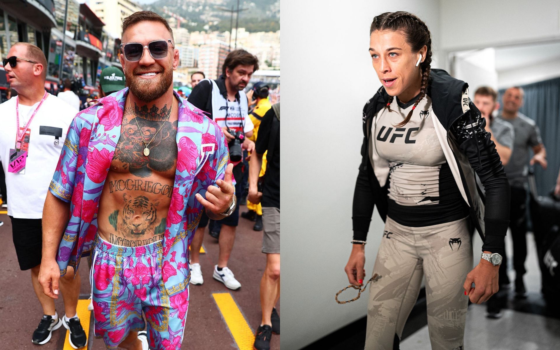 Conor McGregor (left) and Joanna Jedrzejczyk (right) [Photo credit: @UFCEurope on Twitter]