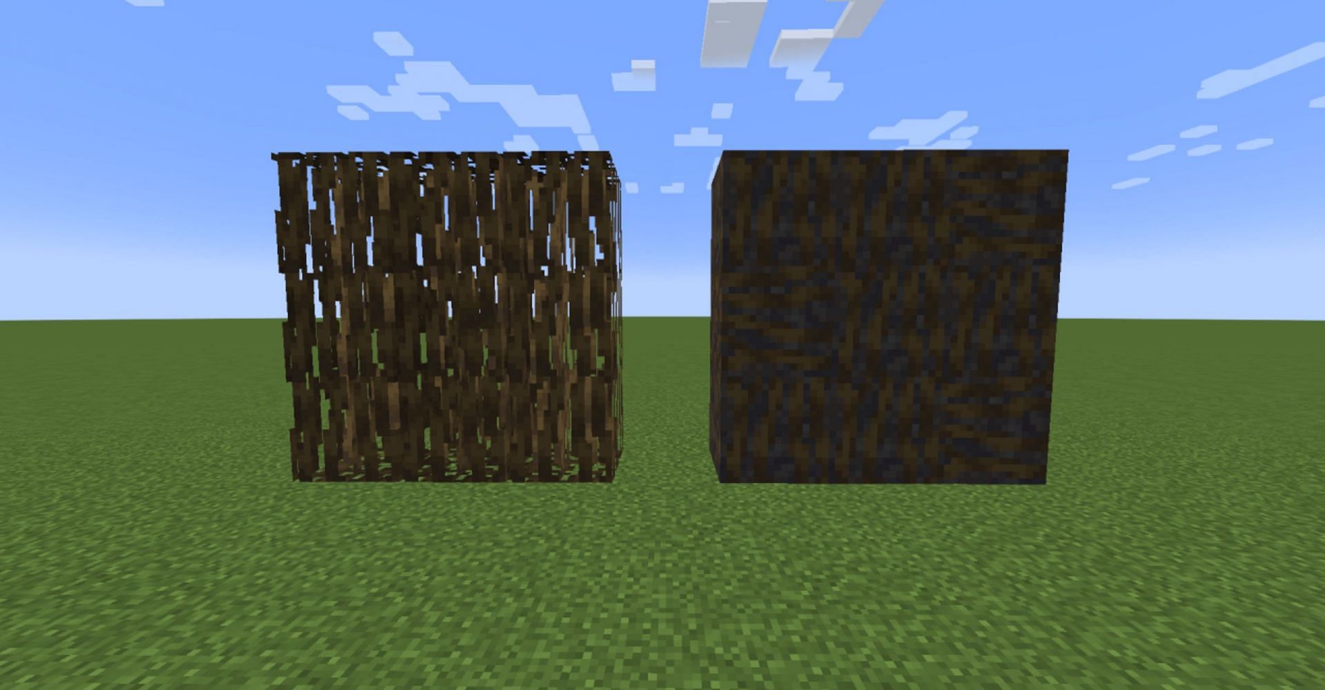 Mangrove roots (left) and muddy mangrove roots (right) (Image via Minecraft Build Inspiration/tumblr)