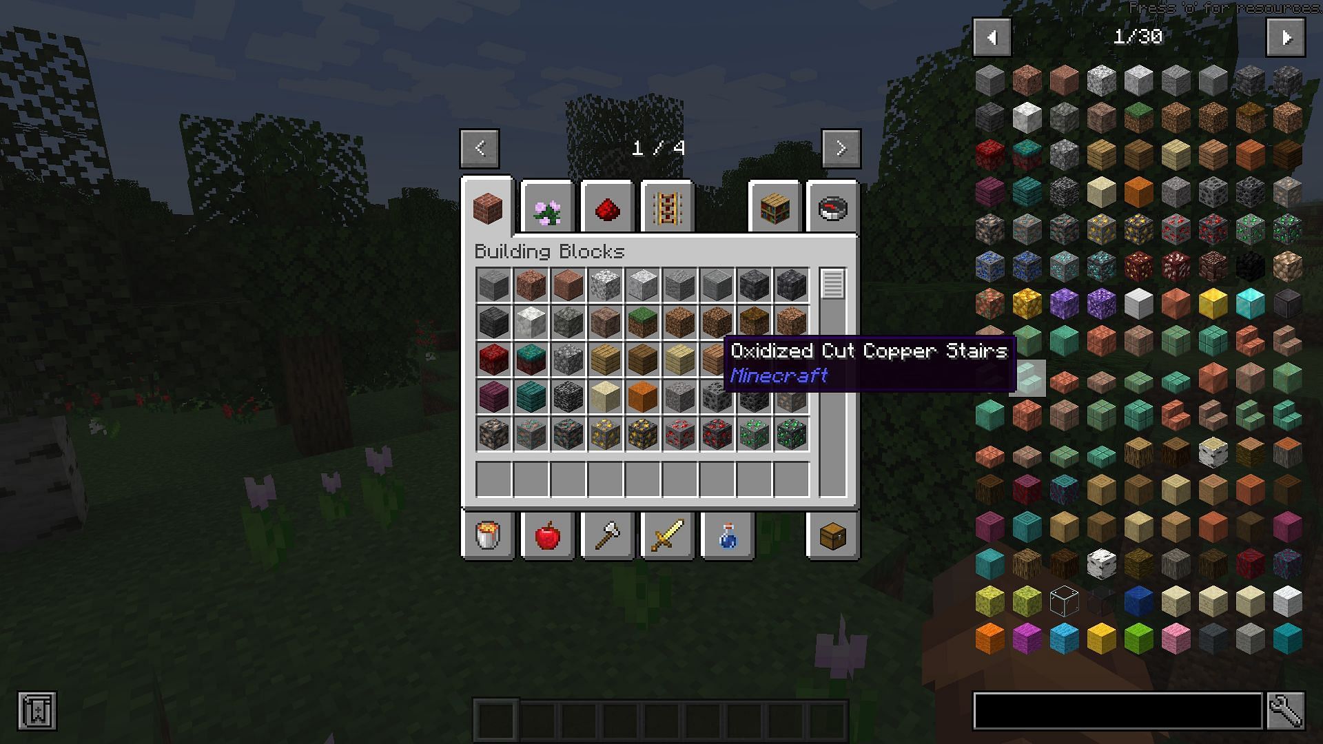 The inventory interface from Just Enough Items (Image via Minecraft)