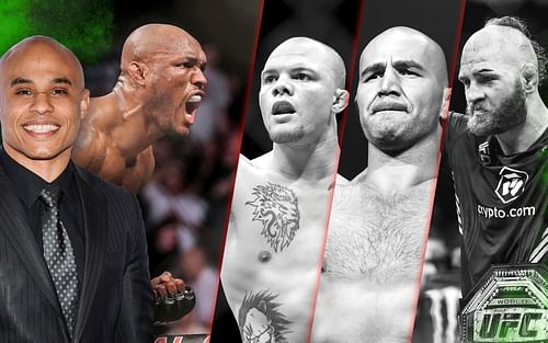 Ali Abdelaziz (far left), Kamaru Usman (left), Anthony Smith, Glover Teixeira, Jiri Prochazka (right)