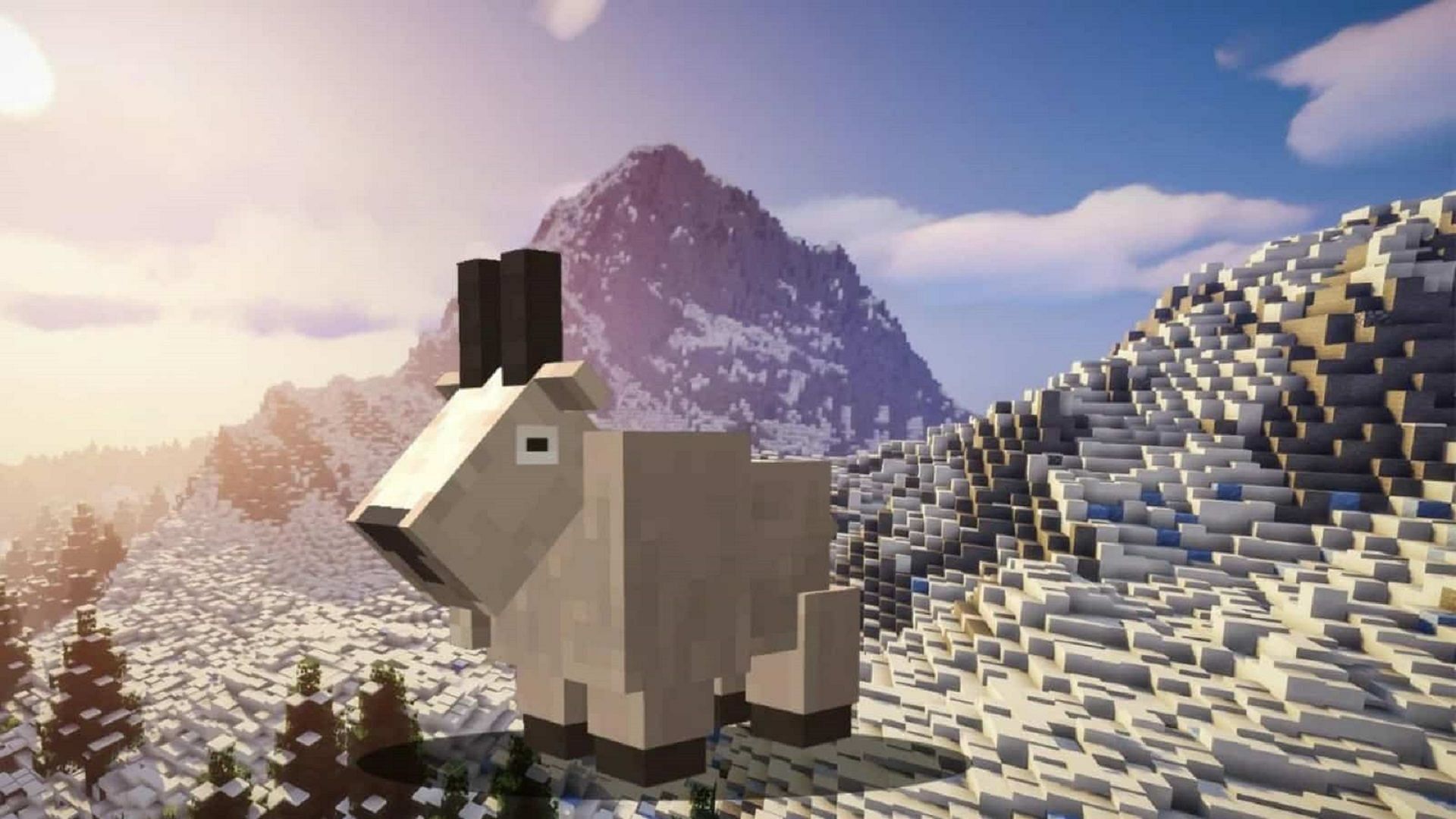 Goats reward players with horns in mountain biomes (Image via Mojang)