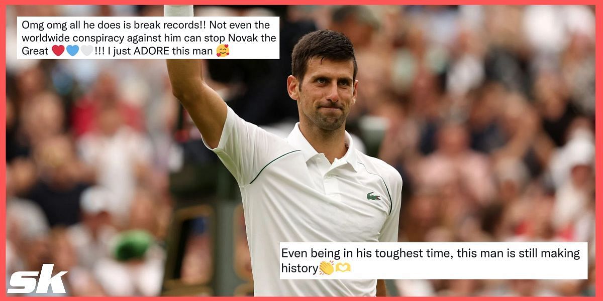 Fans have heaped lavish praise on Novak Djokovic, who achieved yet another milestone at SW19