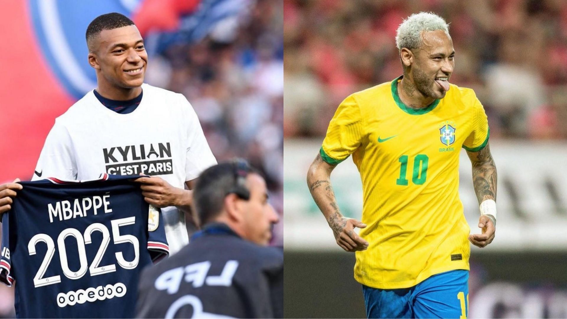 Kylian Mbappe (left, @k.mbappe), Neymar Jr. (right, @neymarjr) [images courtesy of Instagram]