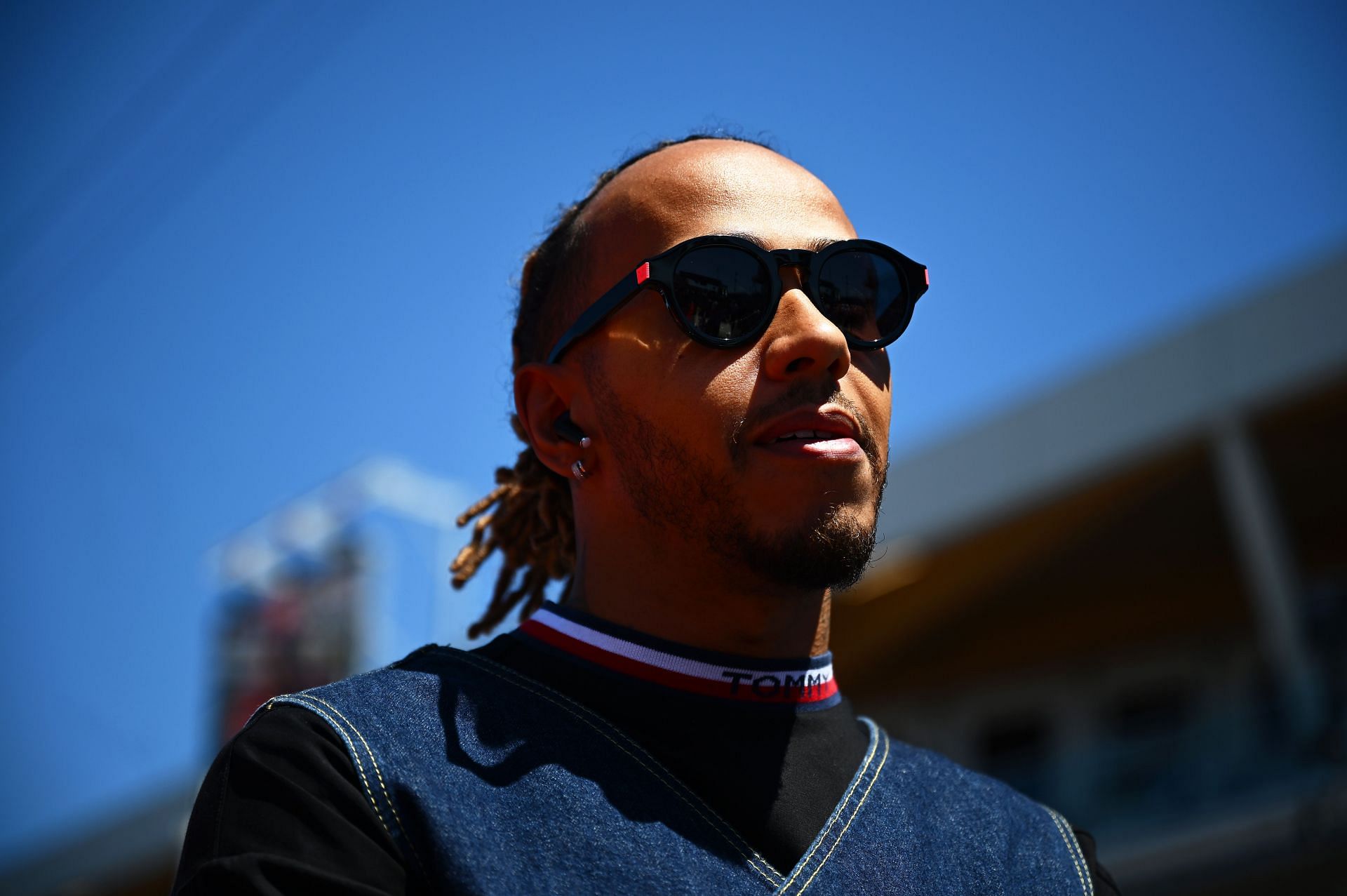 Lewis Hamilton looks on from the drivers parade ahead of the F1 Grand Prix of Canada at Circuit Gilles Villeneuve on June 19, 2022 in Montreal, Quebec. (Photo by Clive Mason/Getty Images)