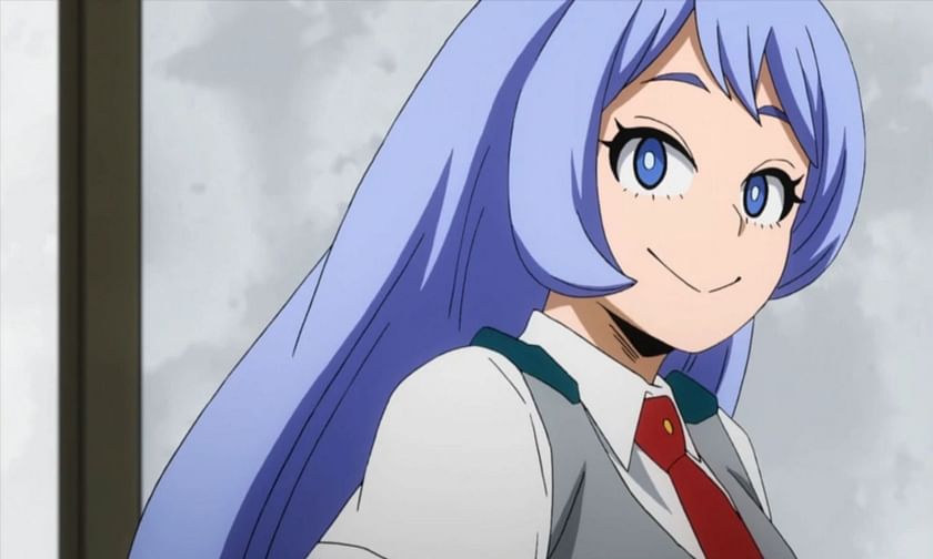 My hero academia character who is a girl with bright blue hair and and  teleport and her