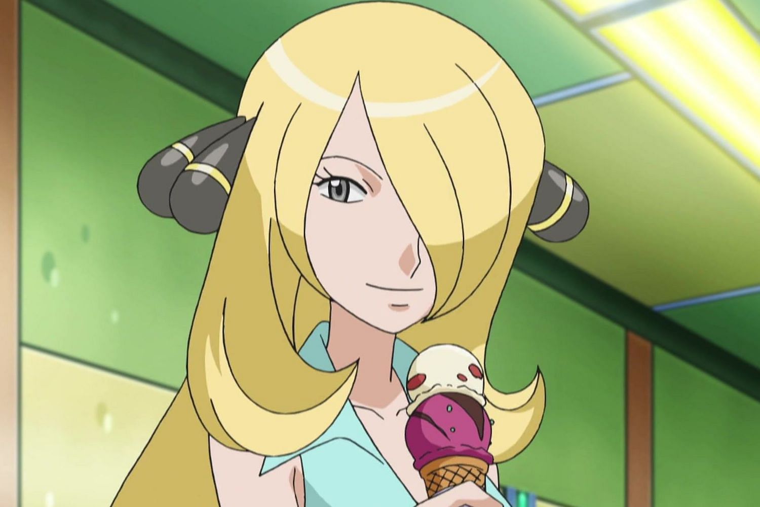 Cynthia and her ice cream (Image via OLM, Inc)
