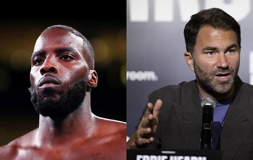 Lawrence Okolie (left), Eddie Hearn (right)