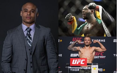 Ali Abdelaziz (left), Aljamain Sterling (top right), and T.J. Dillashaw (bottom right) [Images courtesy of @AliAbdelaziz00 Twitter and Getty]