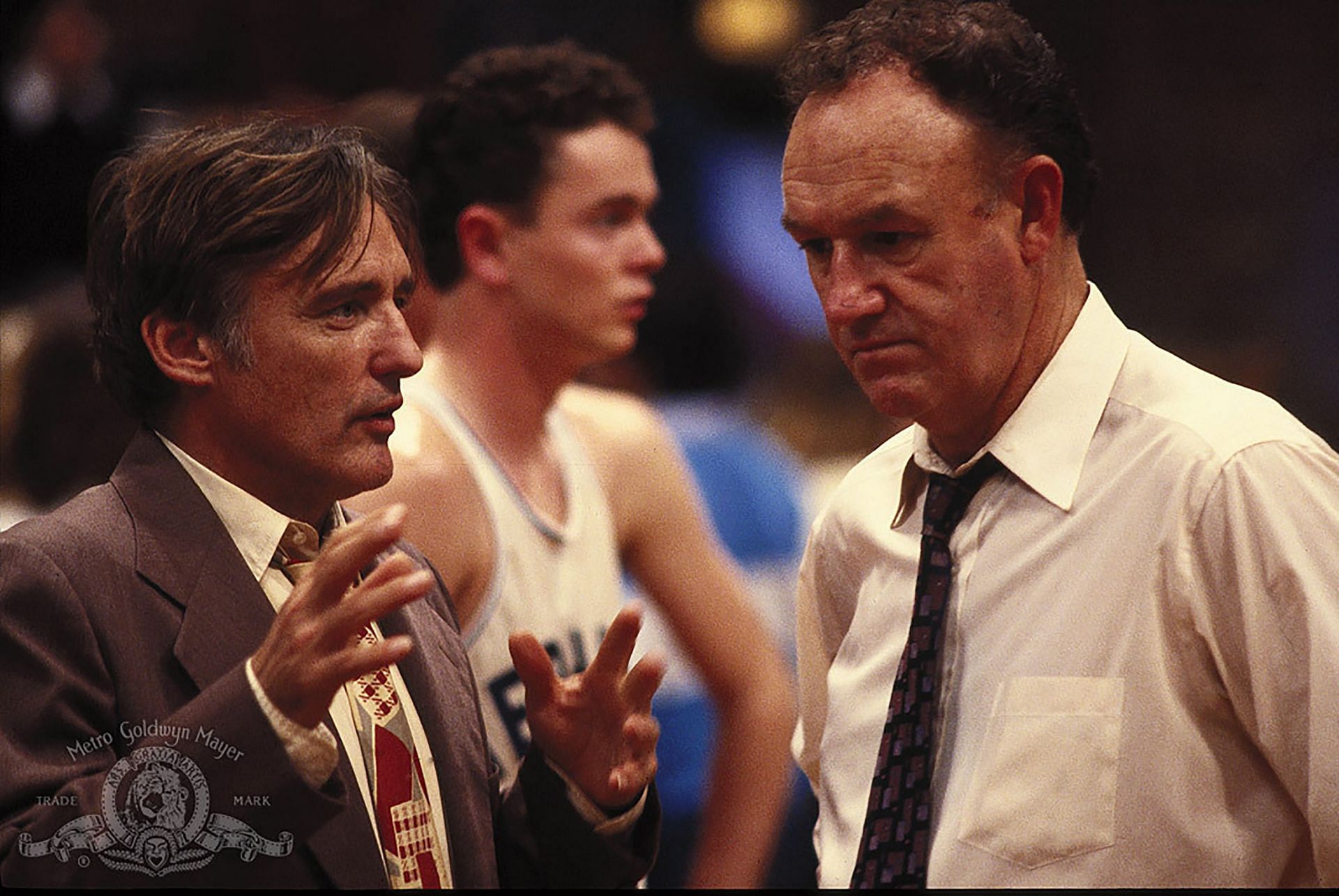 Norman Dale with his assisstant coach, Wilbur Flatch (Image via Metro Goldwyn Mayer)