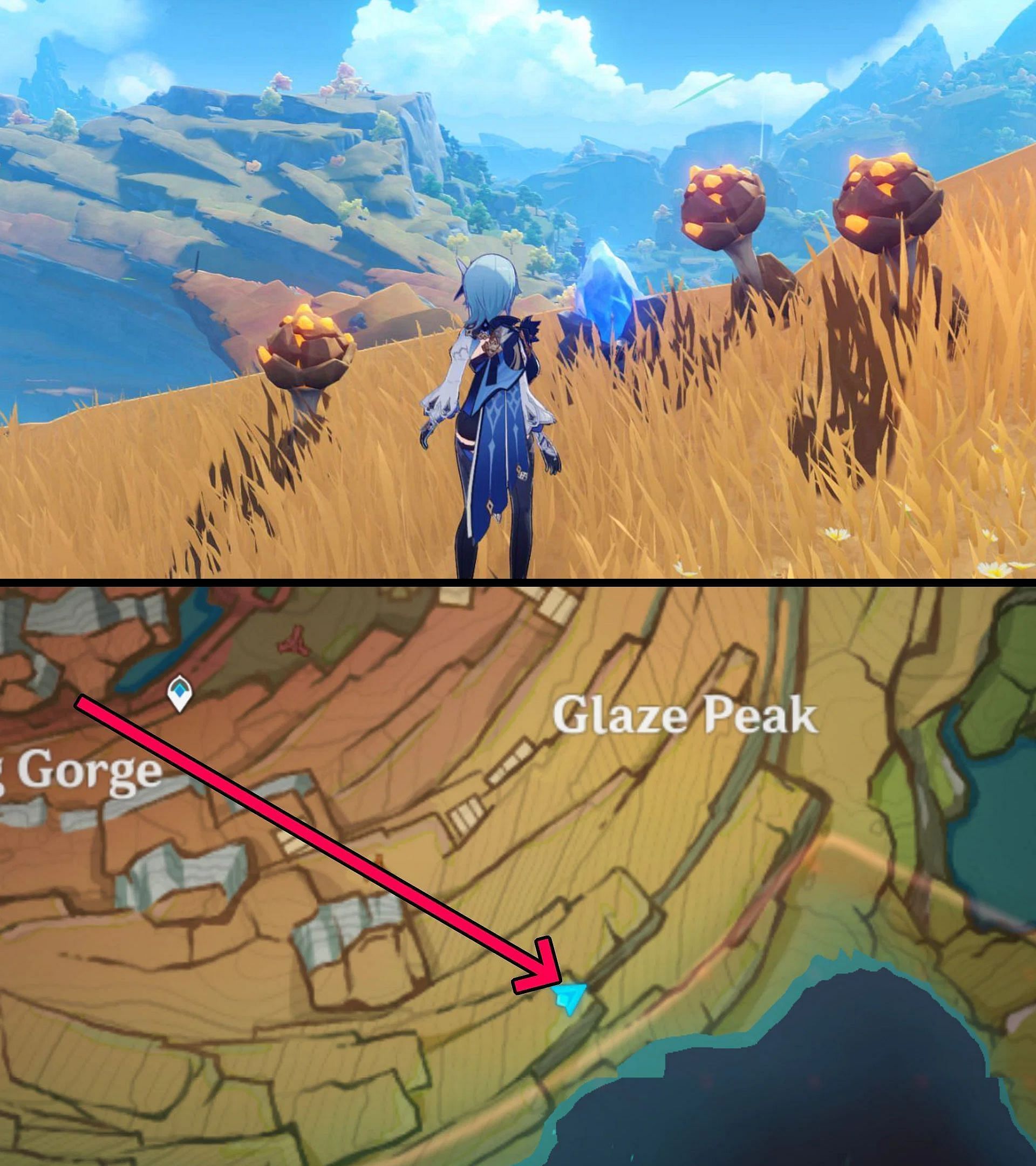 The ninth location, as it appears in the game and on the map (Image via HoYoverse)