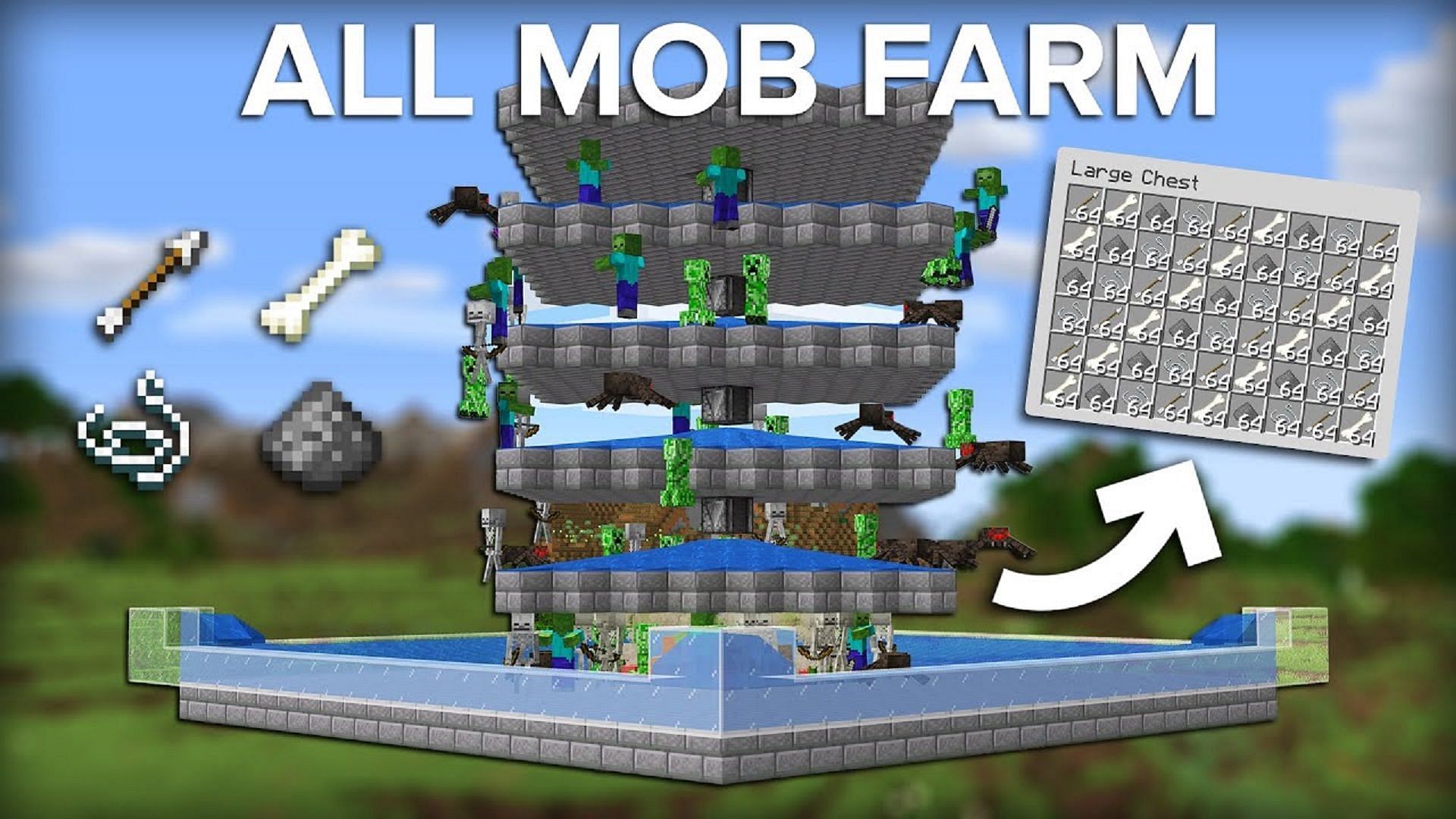 A mob tower is a traditional means of gaining XP and items (Image via Shulkercraft/Youtube)