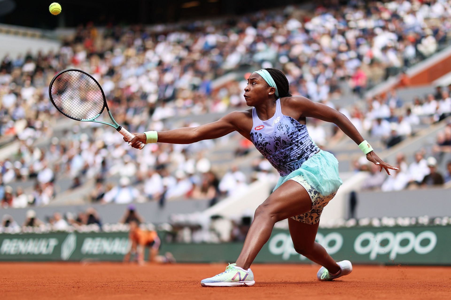 Gauff during her quarterfinal match at the 2022 French Open.
