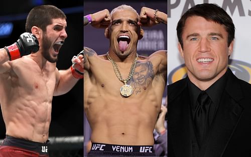 Islam Makhachev (left); Charles Oliveira (center); Chael Sonnen (right)