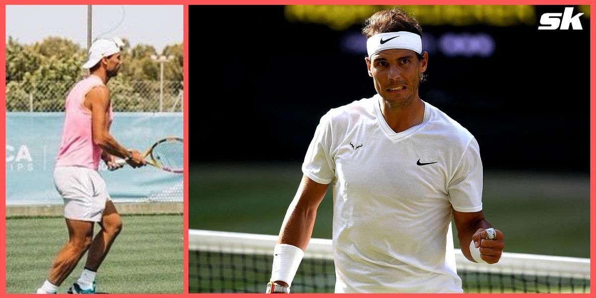 Rafael Nadal practices on grass in Mallorca ahead of intended participation at Wimbledon