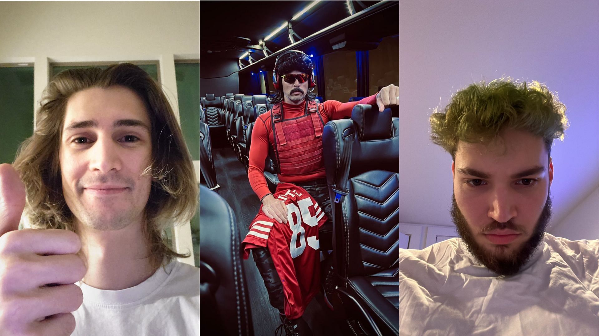 3 streamers who got banned on livestream (Image via xQc, Dr. Disrespect, Adin/Twitter)