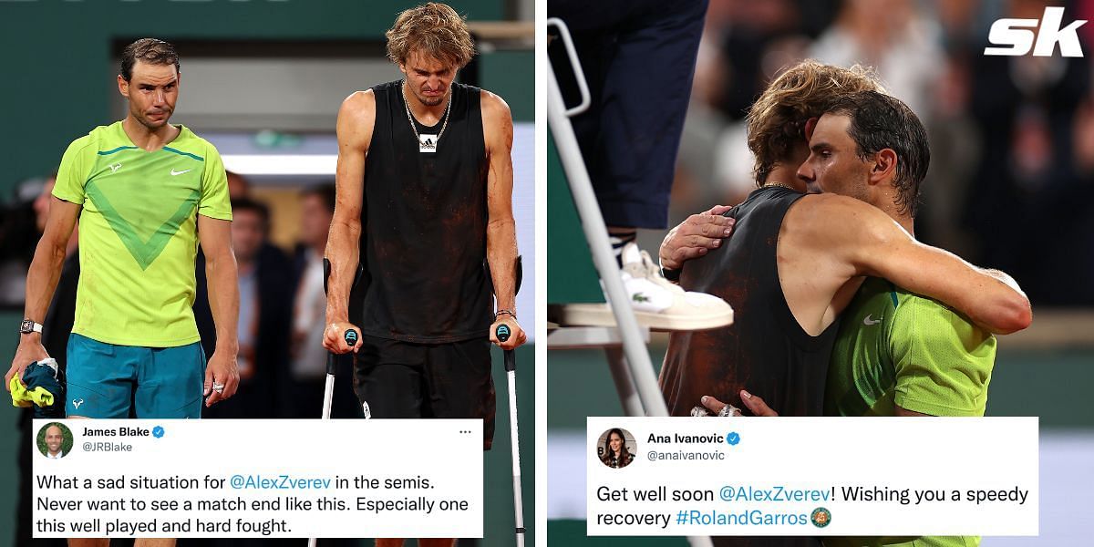 Alexander Zverev&#039;s colleagues took to social media to wish him a speedy recovery after his freak injury