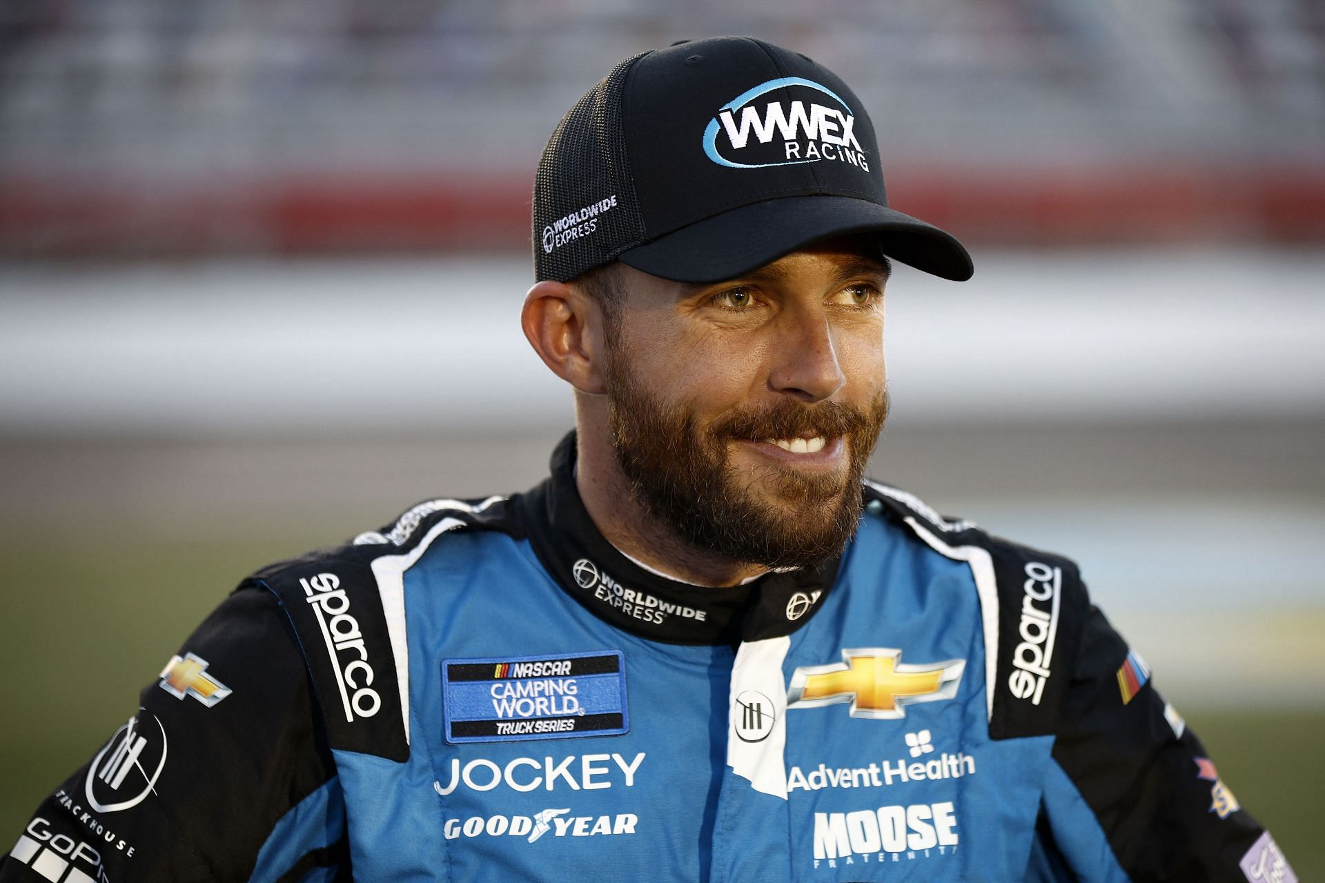 Ross Chastain waits on the grid prior to the NASCAR Camping World Truck Series North Carolina Education Lottery 200 at Charlotte Motor Speedway