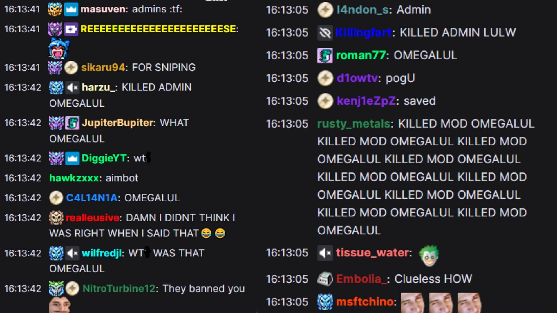 Chat reacting to the ban (Image via xQc/Twitch)