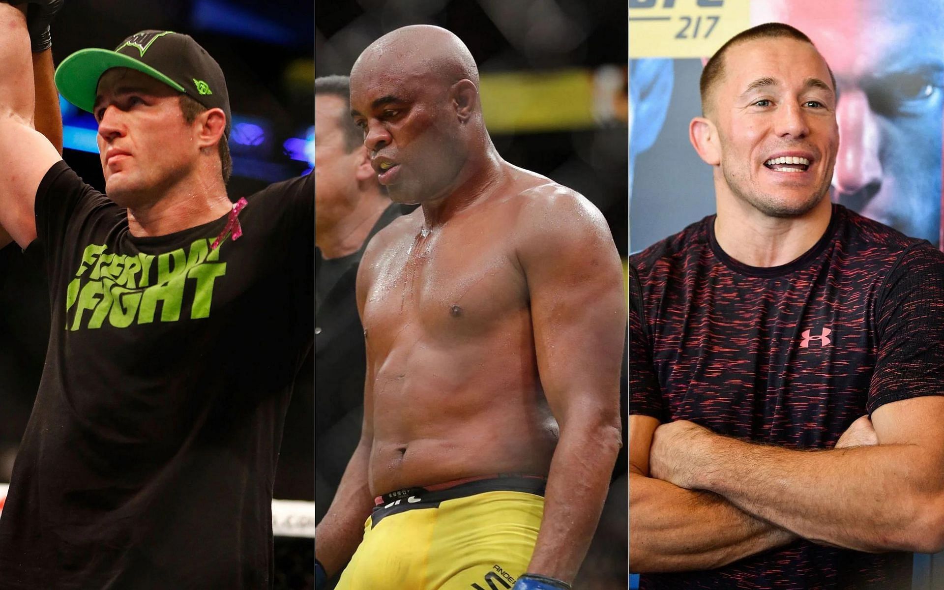 Chael Sonnen (left), Anderson Silva (middle) and Georges St-Pierre (right)