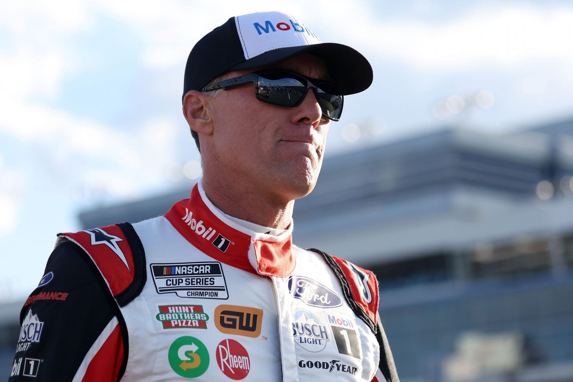 Harvick looks on during practice for the NASCAR Cup Series Coca-Cola 600 at Charlotte Motor Speedway (Photo by James Gilbert/Getty Images)