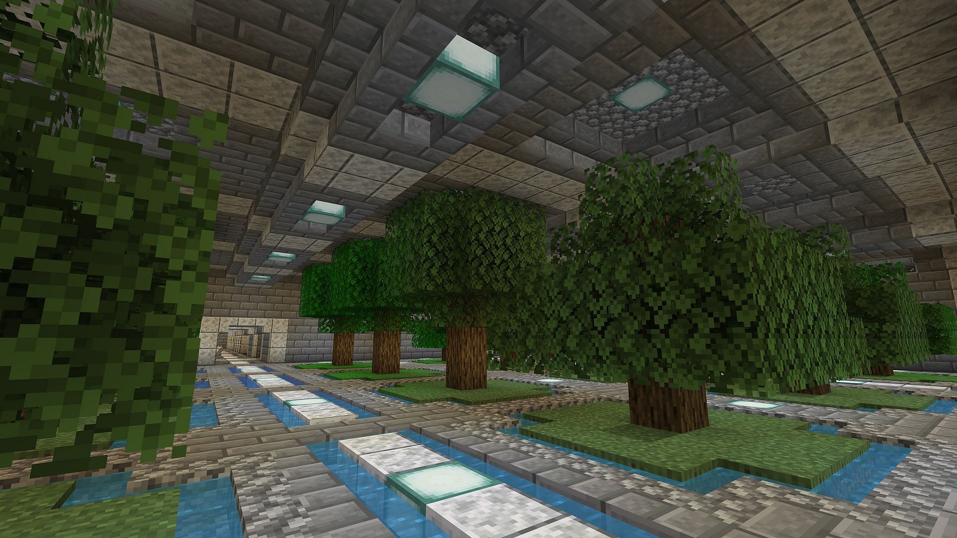 A player-made underground tree farm (Image via u/dedraTiruY/Reddit)