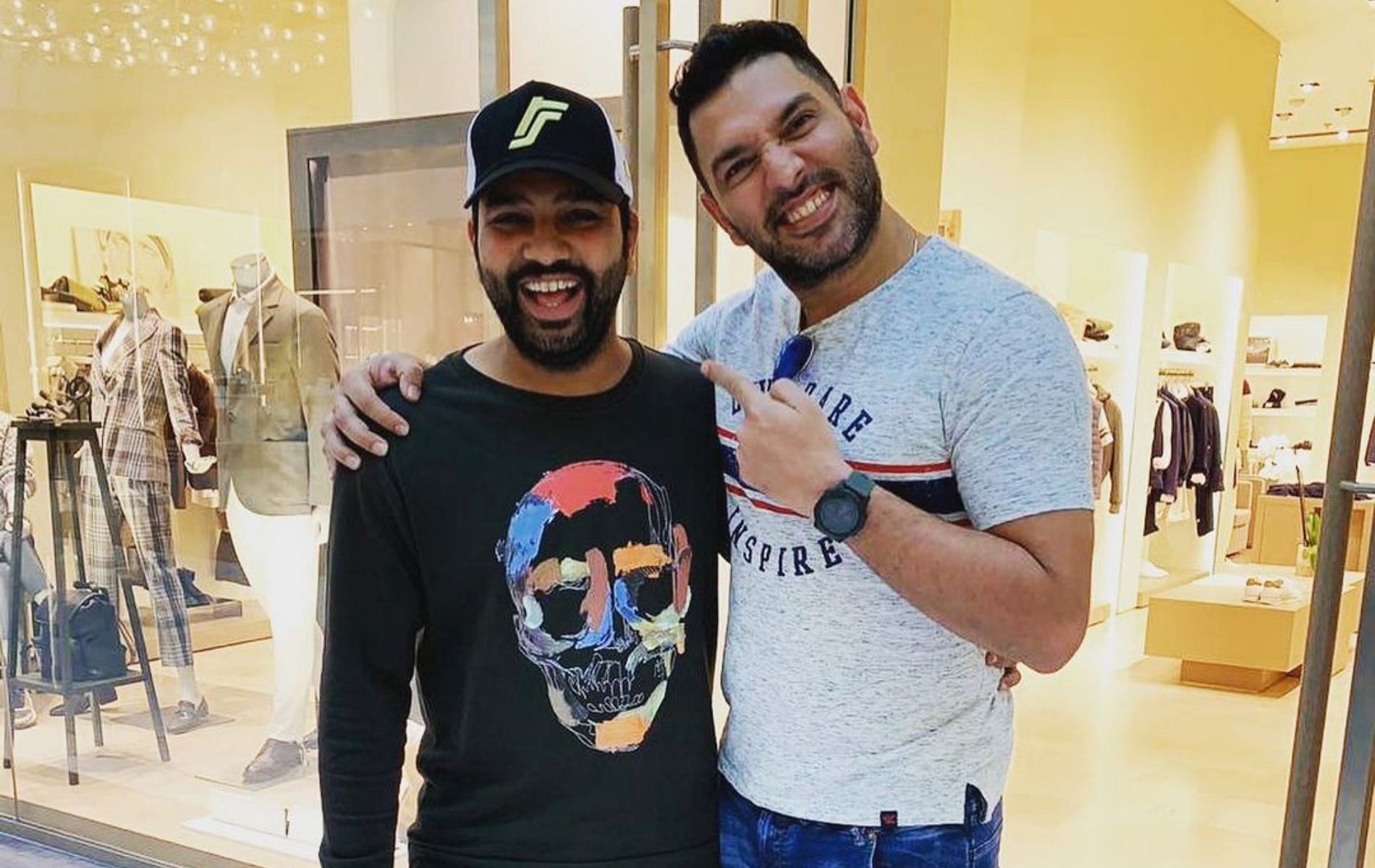 Rohit Sharma (L) and Yuvraj Singh share a great bond. (Credit: Instagram)