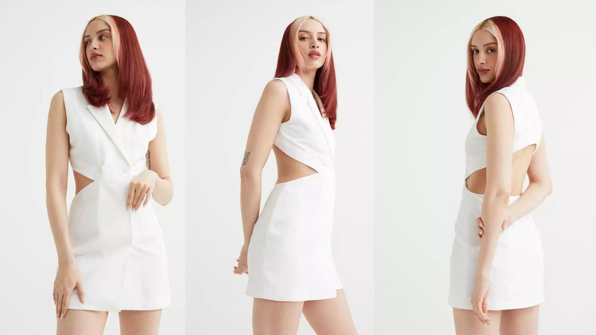 Sleeveless Cut-Out Jacket Dress in White (Image via H&amp;M)