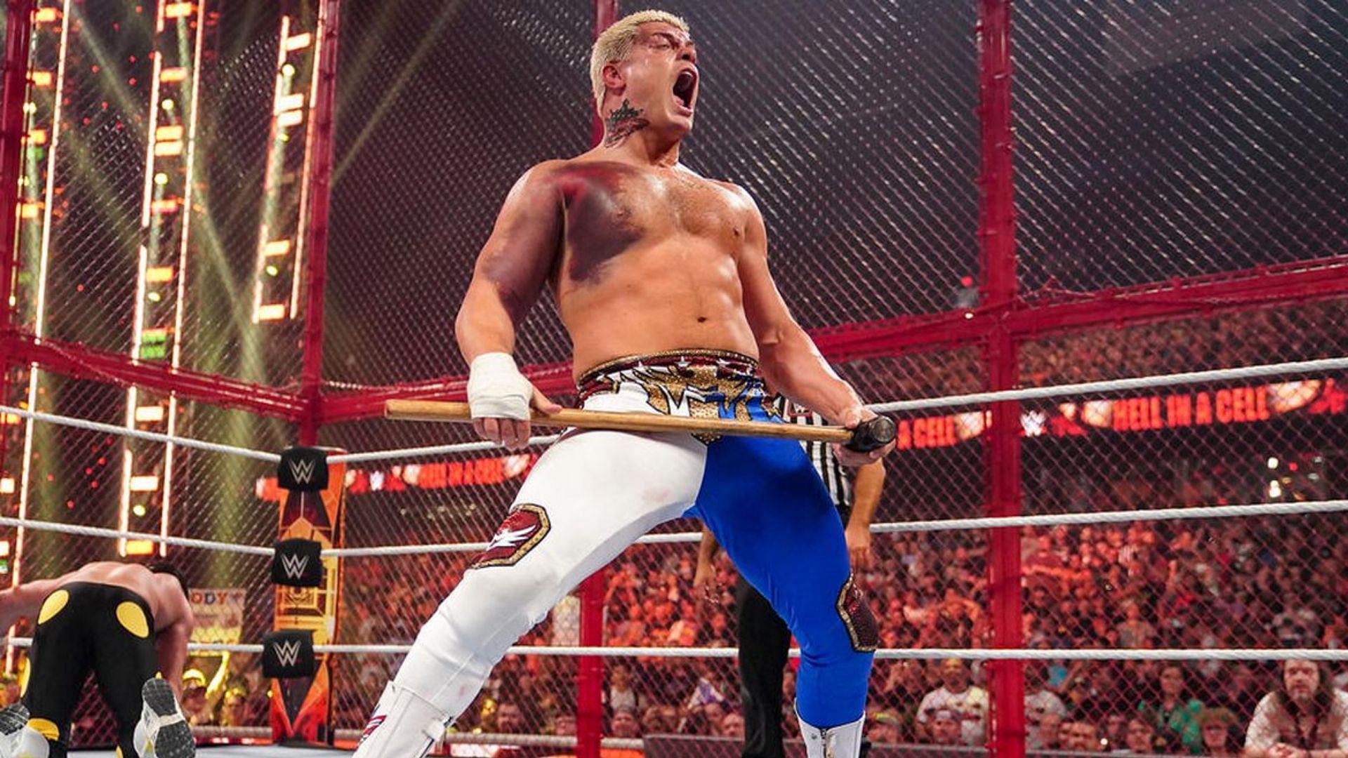 Cody Rhodes battling Seth Rollins at WWE Hell in a Cell