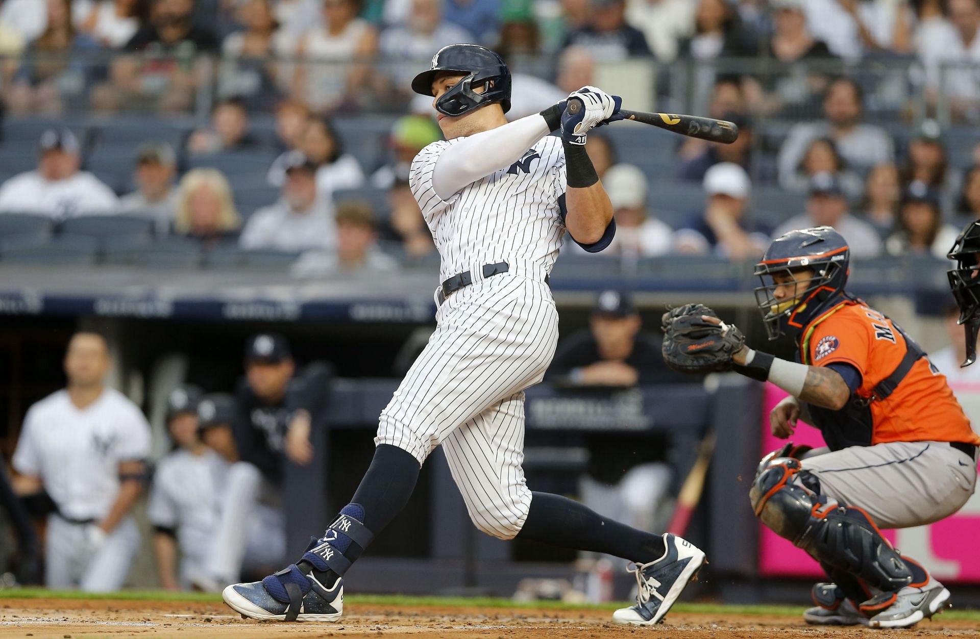 Aaron Judge takes a swing, Houston Astros v New York Yankees.