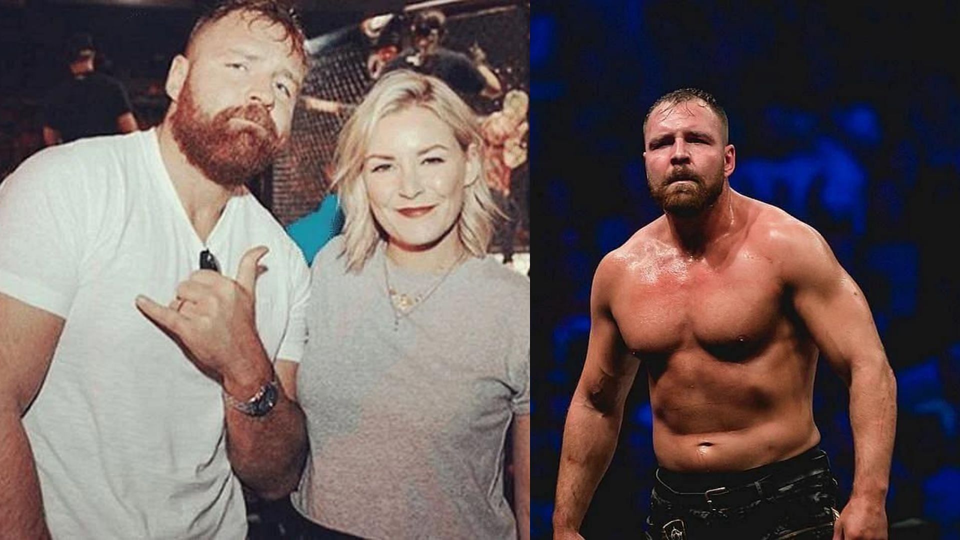 Jon Moxley and Renee Paquette (left); Moxley (right)