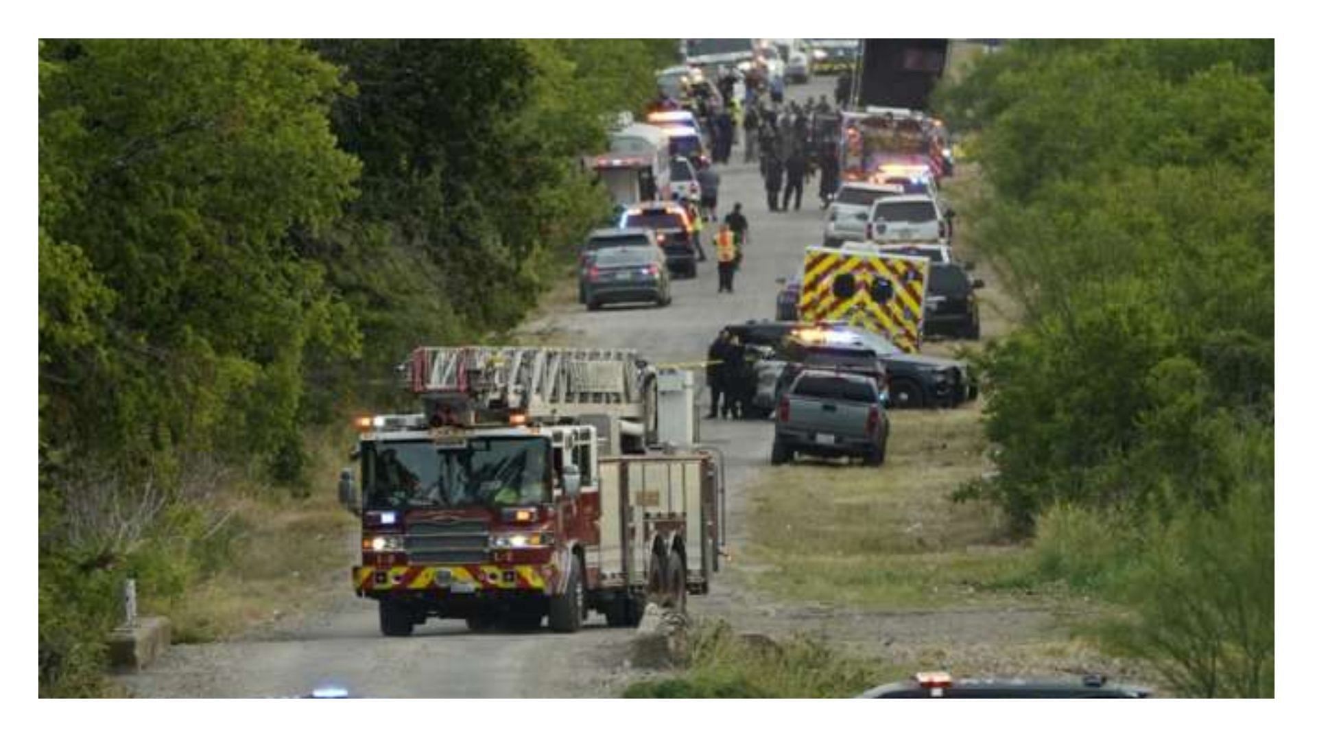 46 migrants were found dead in the back of a tractor-trailer in San Antonio (image via AP)