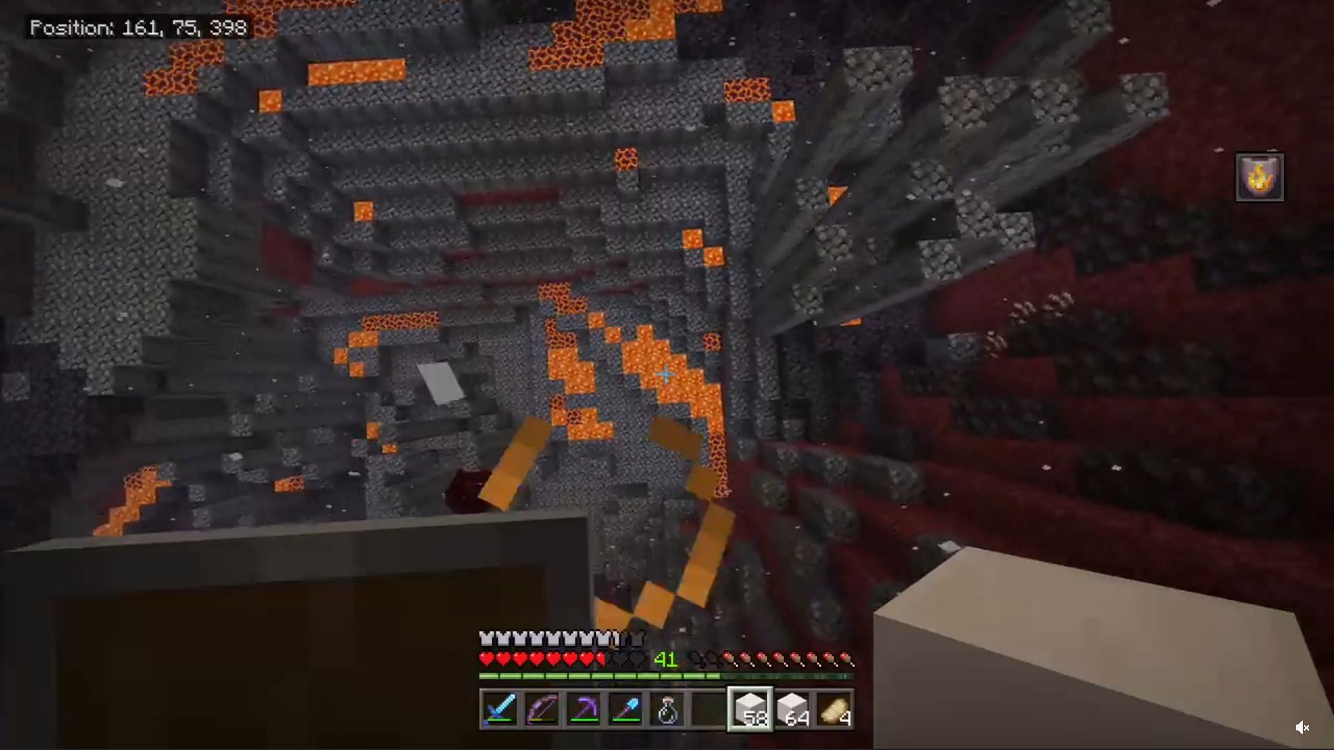 The player jumps into the lava in hopes of survivng the fall damage (Image via u/dank_lard Reddit)