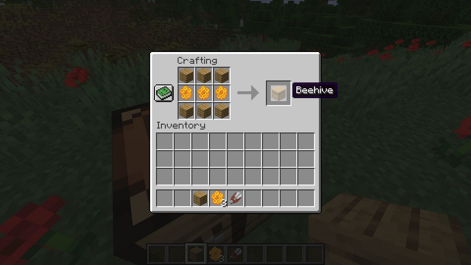 Beehive crafting recipe (Image via Minecraft 1.19)