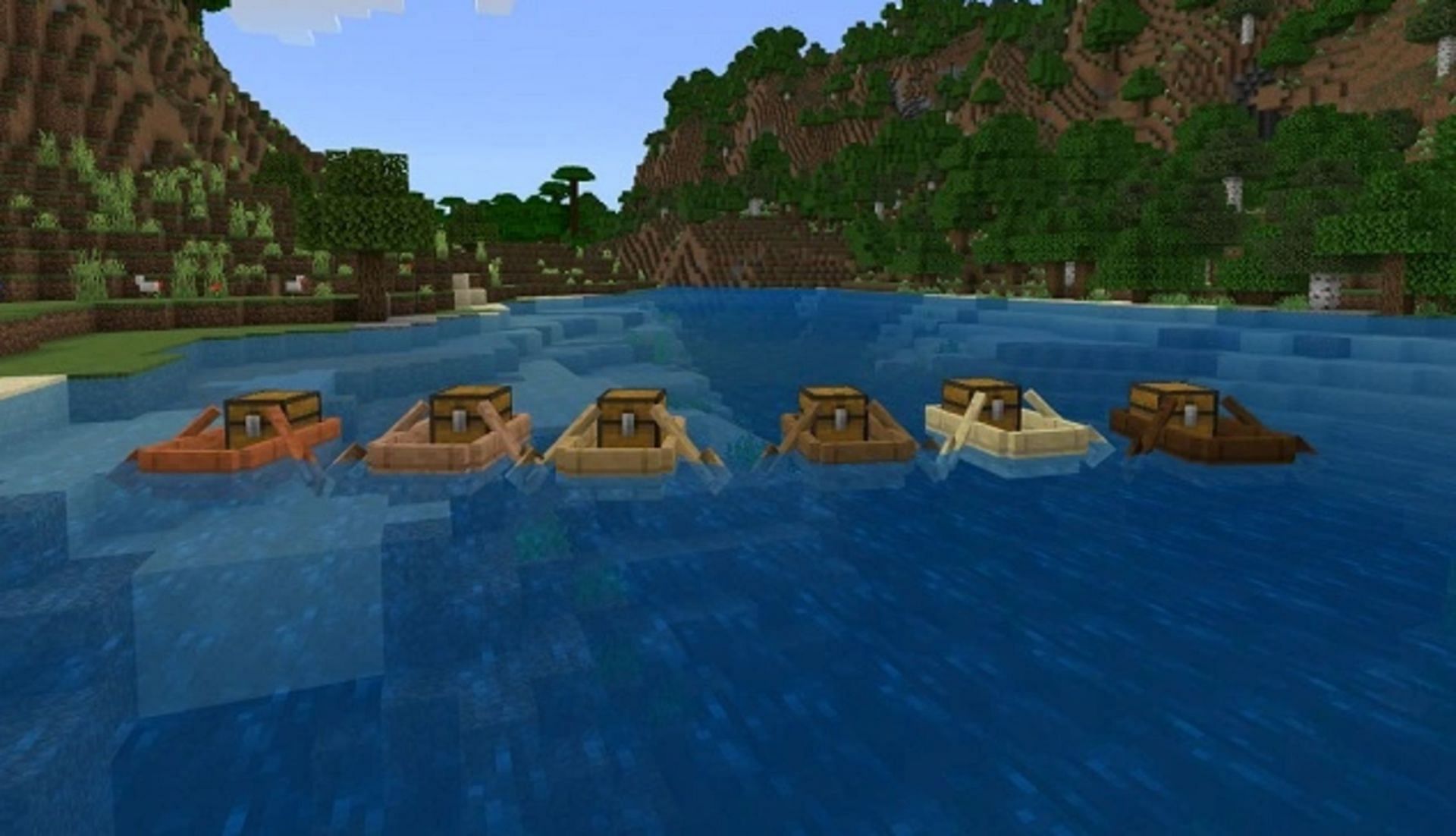 Boats with chests, a new 1.19 inclusion (Image via Mojang)