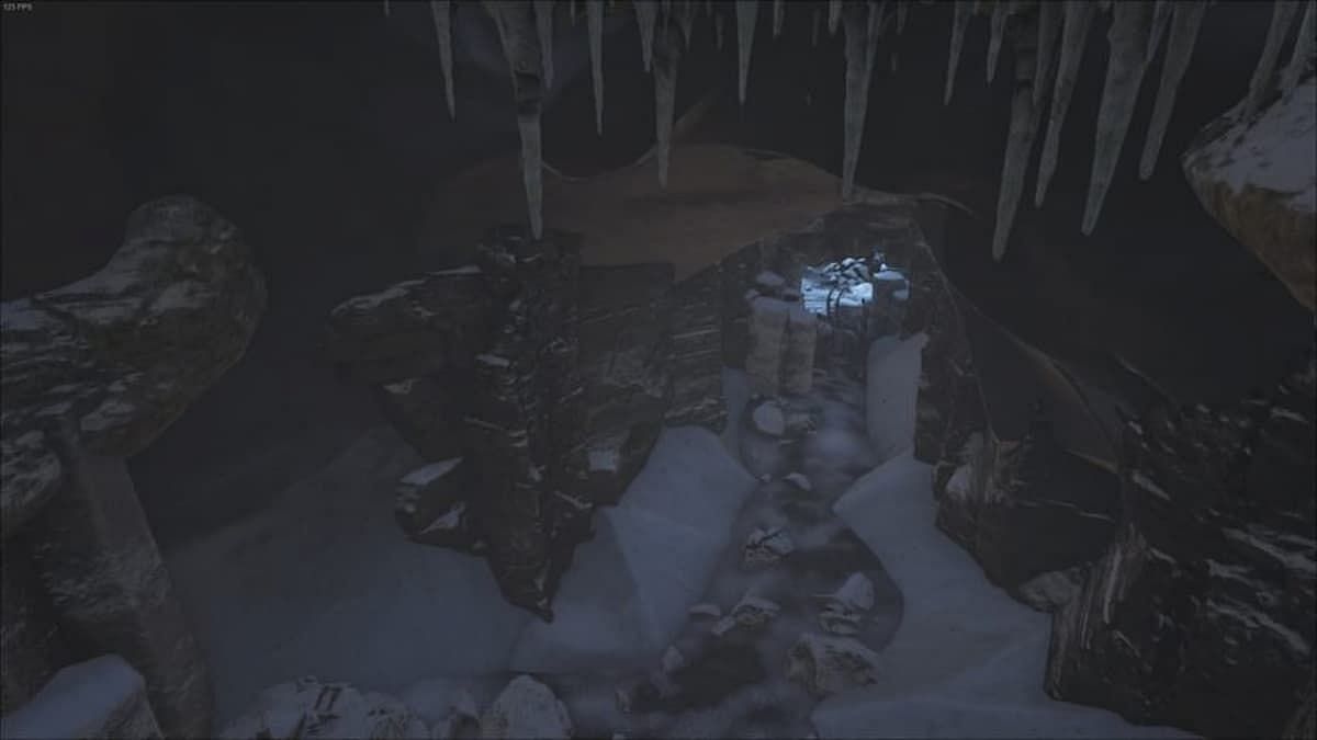 Ice Wyvern eggs can be found at the back of this cave in ARK: Survival Evolved (Image via Studio Wildcard)