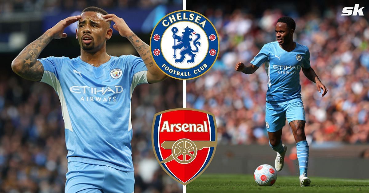 (L to R) Arsenal target Gabriel Jesus and Chelsea-linked Raheem Sterling