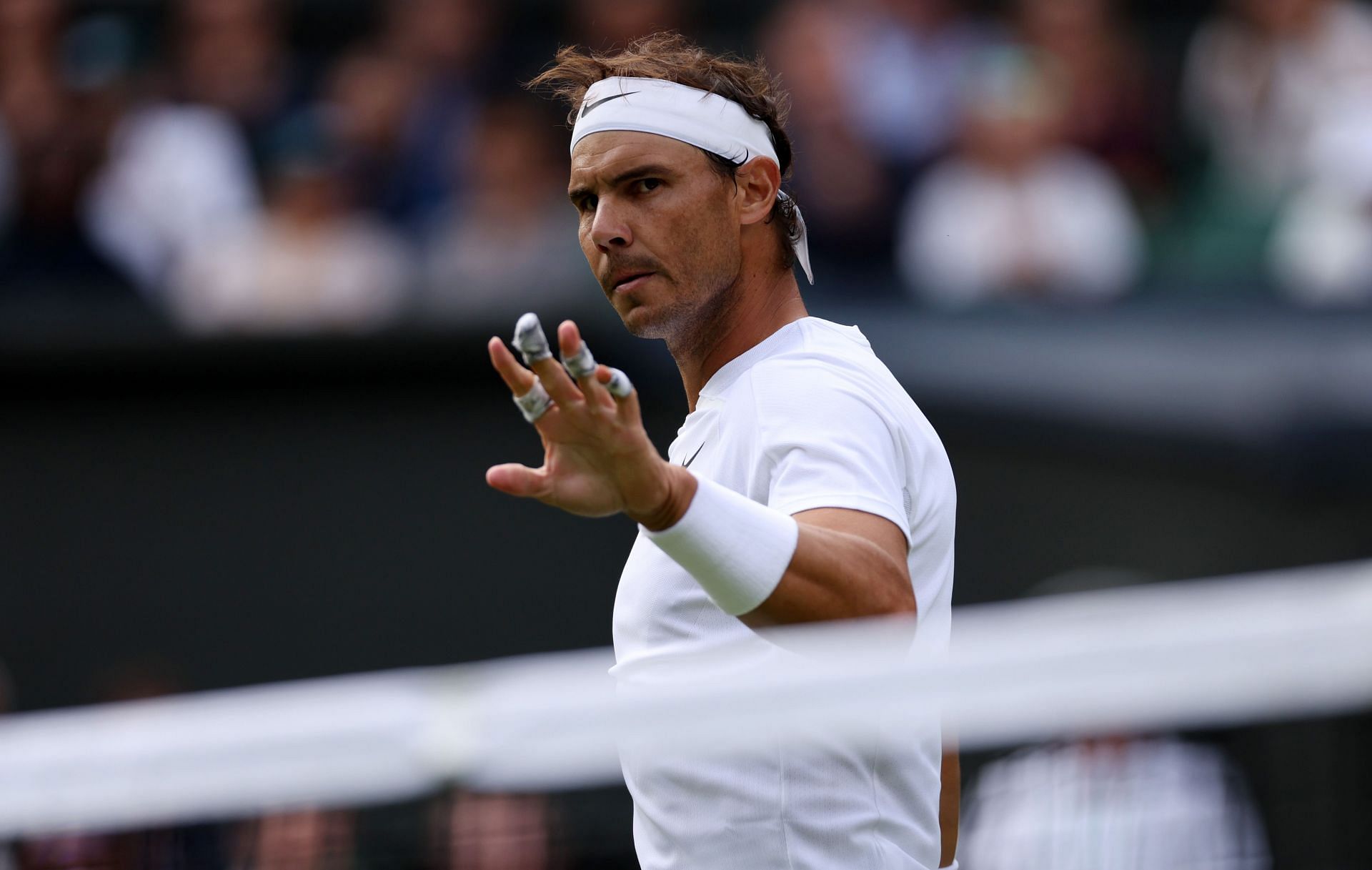 Rafael Nadal in action against Francisco Cerundolo on day 2 Wimbledon