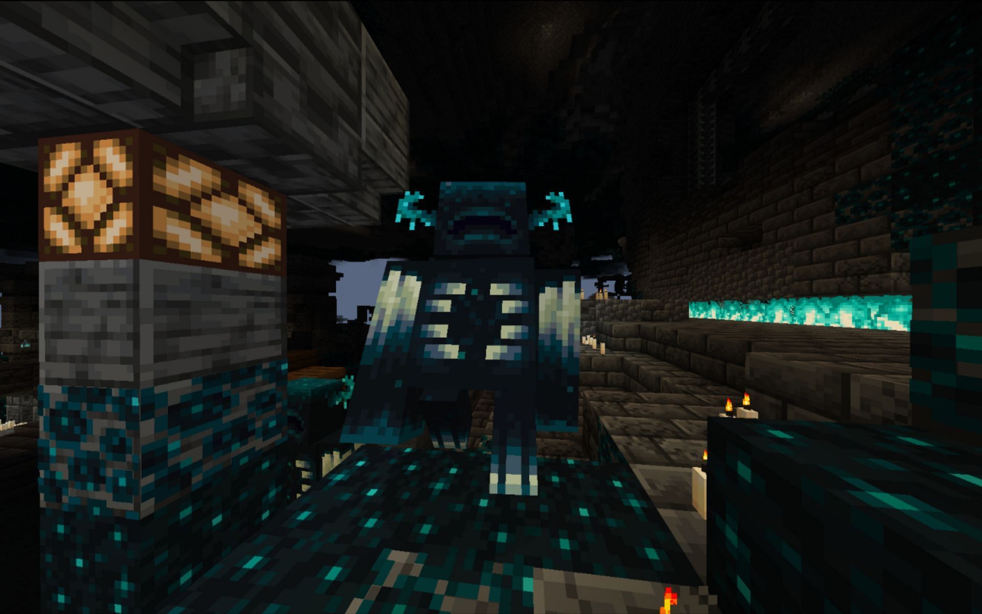 A Warden inside an Ancient City (Image via Minecraft)