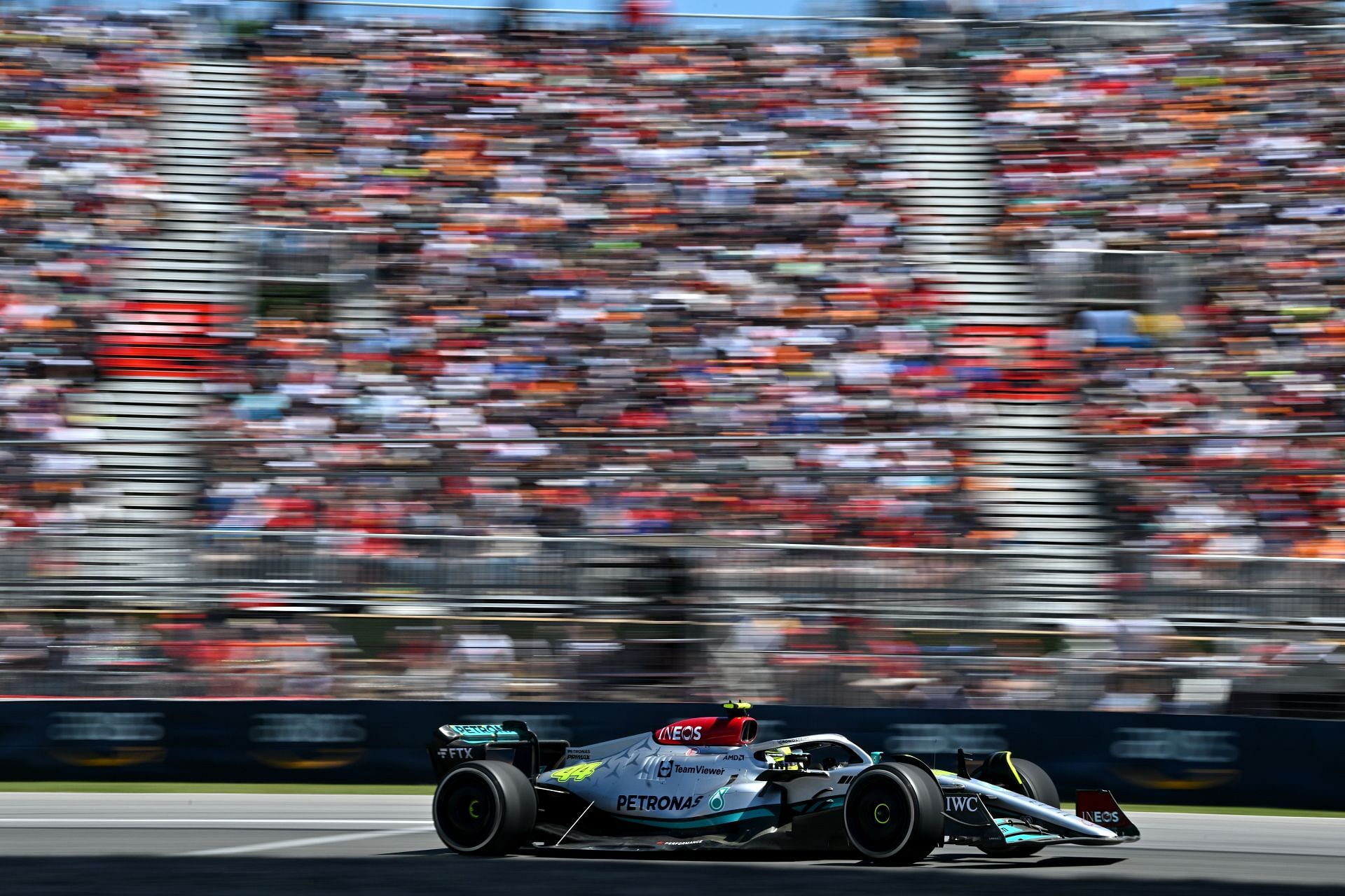 Mercedes driver in action during the 2022 F1 Canadian GP. (Photo by Minas Panagiotakis/Getty Images)