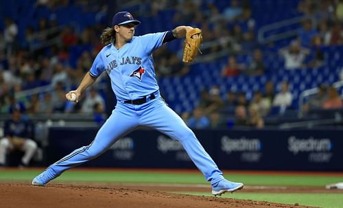 Kevin Gausman pitches for the Toronto Blue Jays.