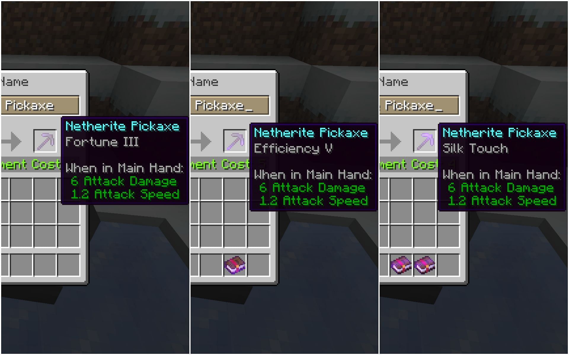 What are the best Minecraft enchantments and materials for pickaxe