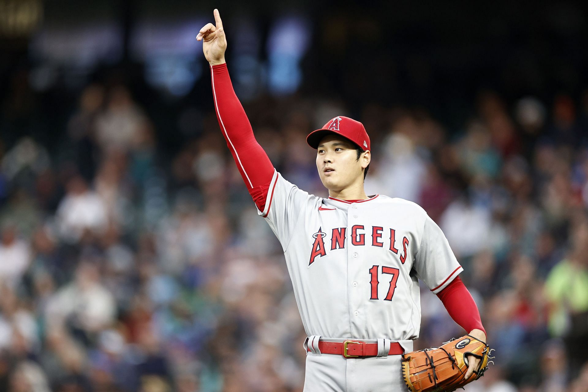 Shohei Ohtani pitches for the Los Angeles Angels against the Seattle Mariners.