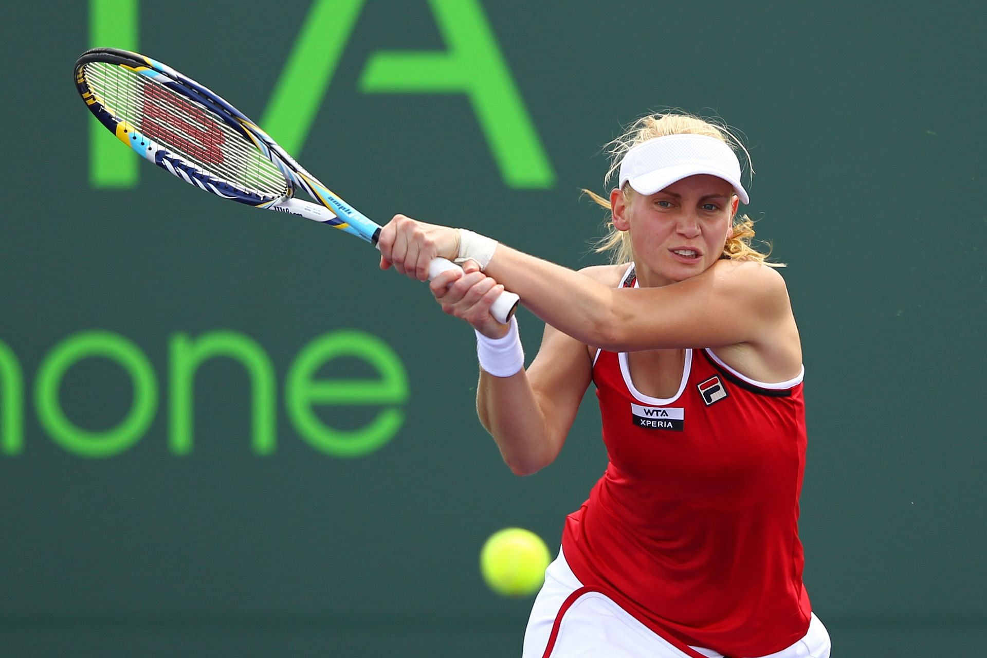 Jelena Dokic in action at the Sony Ericsson Open