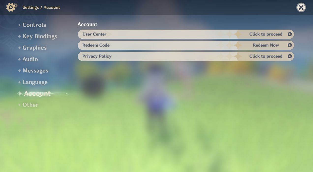 Redeem code in Settings (Image via HoYoverse)