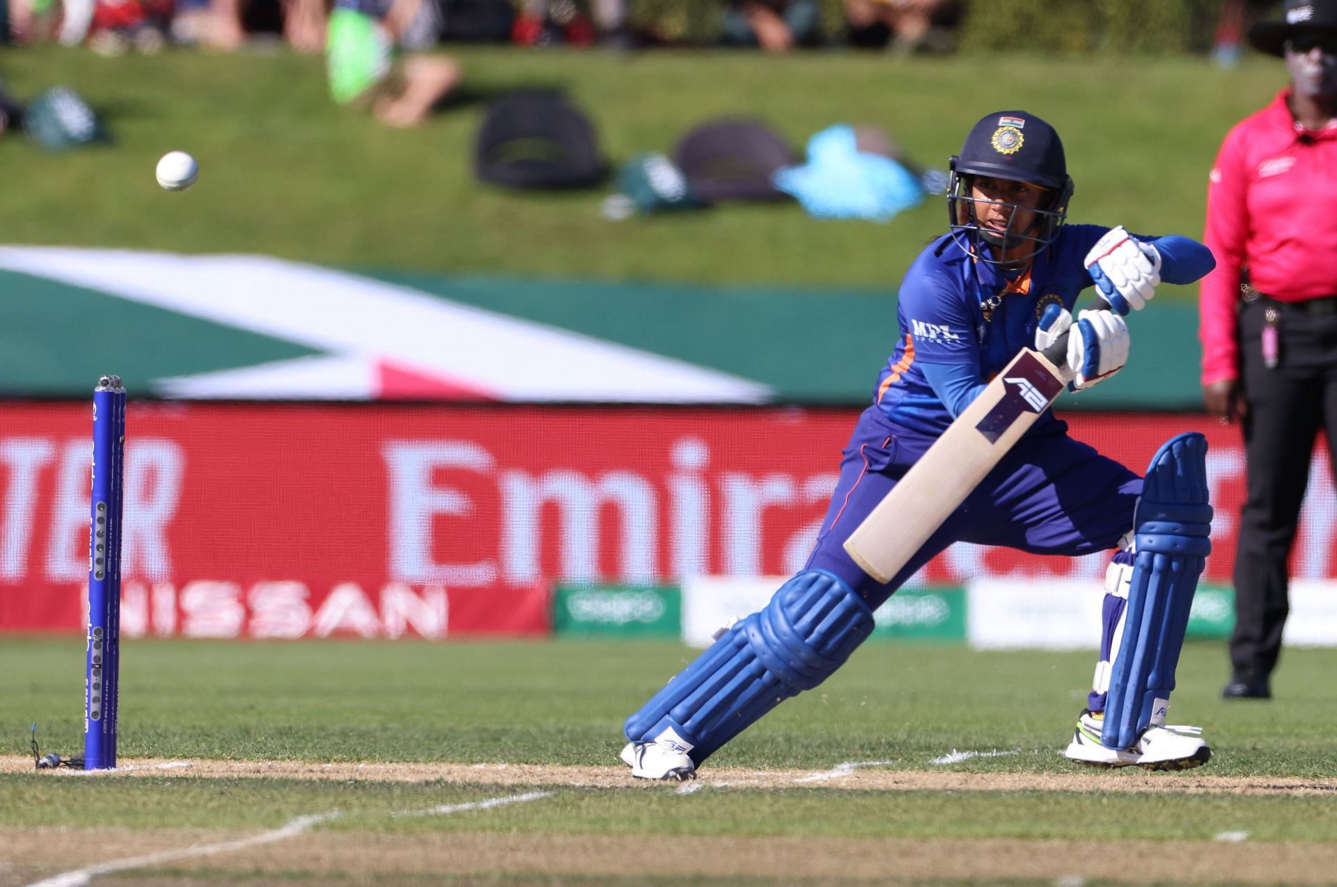 Mithali Raj during the 2022 ICC Women&#039;s Cricket World Cup match between India and South Africa. Pic: Getty Images