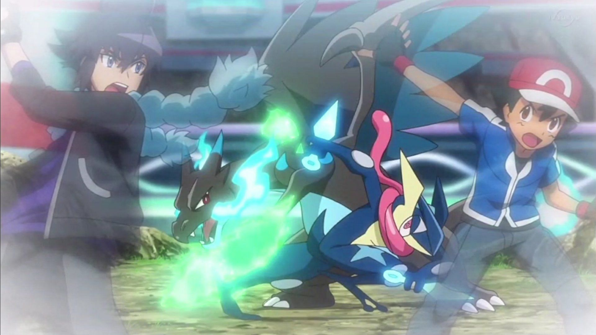 Not even Greninja&#039;s unique form was able to defeat Alain&#039;s Charizard (Image credit: OLM Incorporated, Pokemon: XYZ)