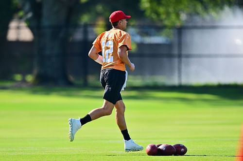 Tom Brady at a training camp for his team