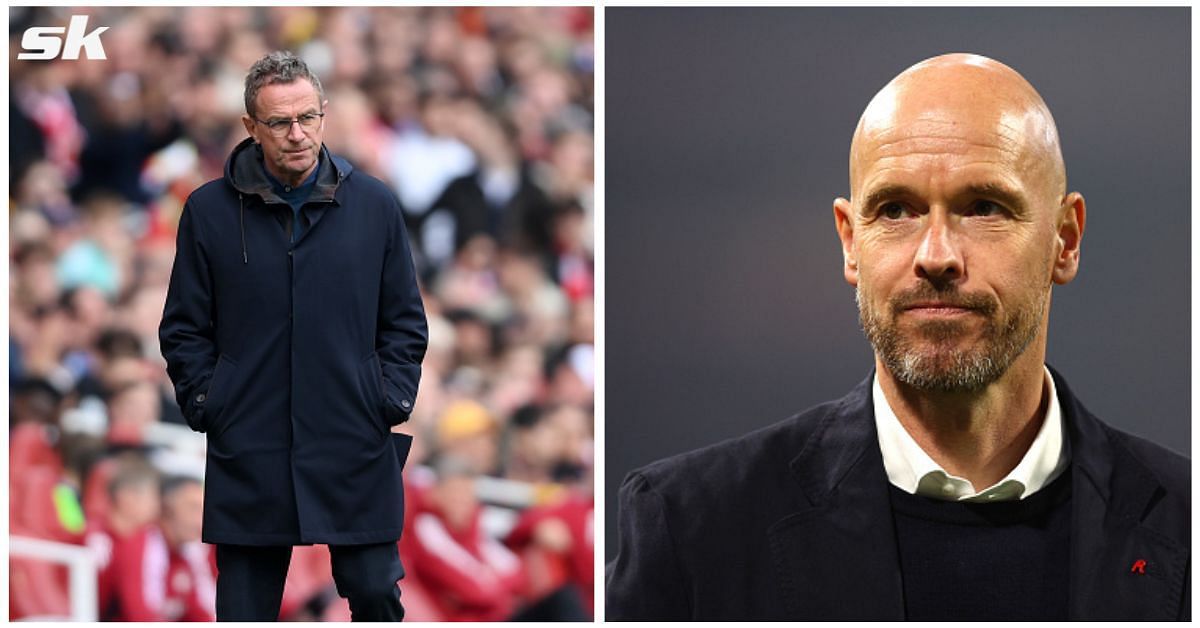 [L-to-R] Ralf Rangnick and Manchester United boss Erik ten Hag.