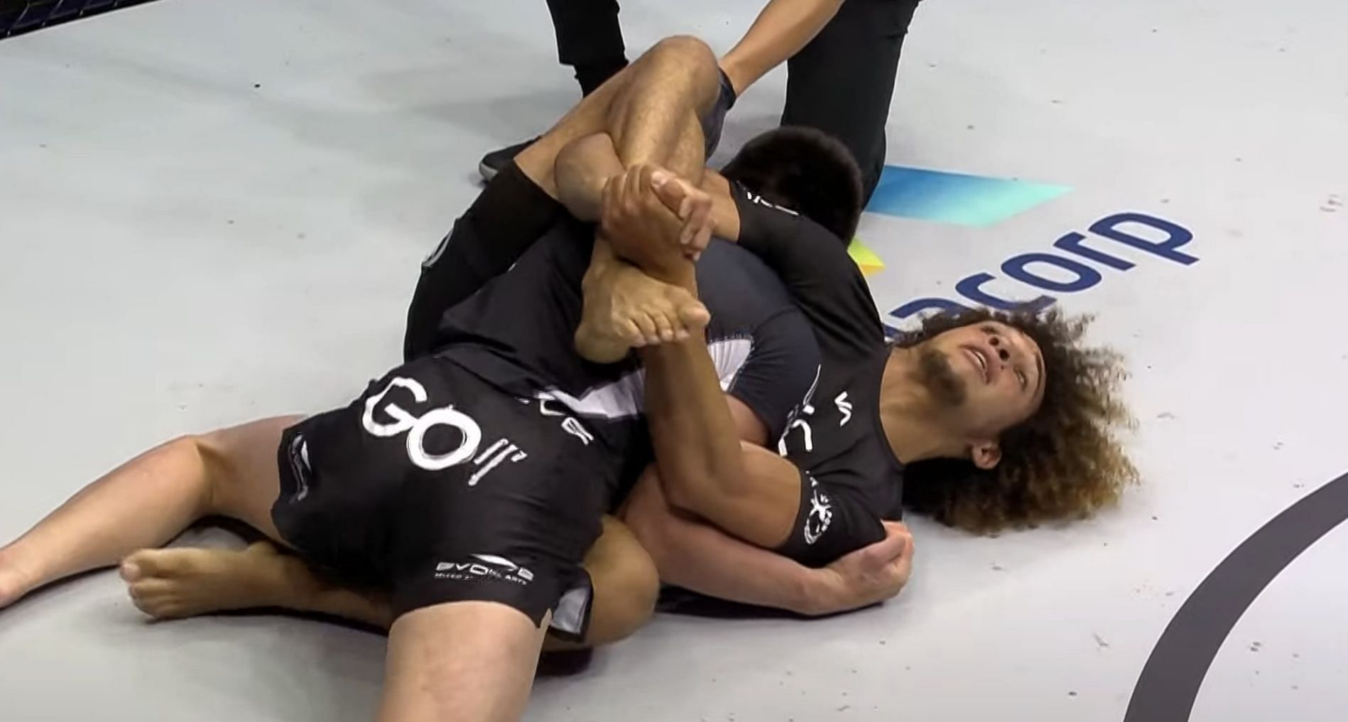 Kade Ruotolo (bottom) grapples with Shinya Aoki (top) at ONE X [Photo Credit: ONE Championship]